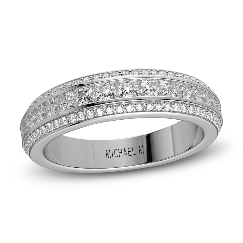 Michael M Diamond Wedding Band 1 ct tw Princess/Round 18K White Gold