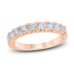 French Pave Diamond Anniversary Band 1 ct tw Round 14K Rose Gold