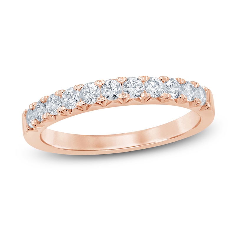 Main Image 1 of French Pave Diamond Anniversary Band 1/2 ct tw Round 14K Rose Gold