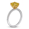 Thumbnail Image 1 of Yellow Lab-Created Diamond Engagement Ring 2 ct tw Round/Cushion 14K Two-Tone