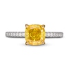 Thumbnail Image 2 of Yellow Lab-Created Diamond Engagement Ring 2 ct tw Round/Cushion 14K Two-Tone
