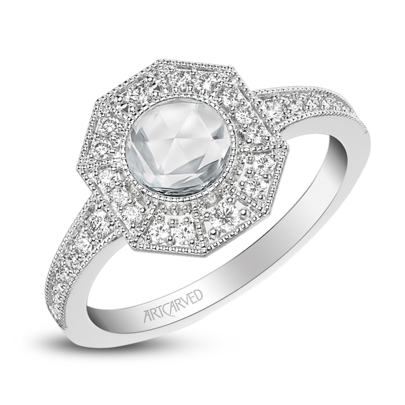 ArtCarved Rose-Cut Diamond Engagement Ring 3/4 ct tw 14K White Gold