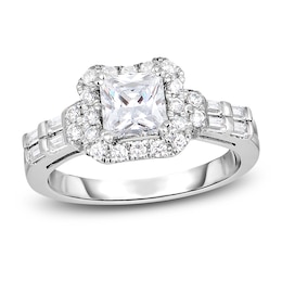 Diamond Engagement Ring 1-3/4 ct tw Princess/Round/Baguette 14K White Gold