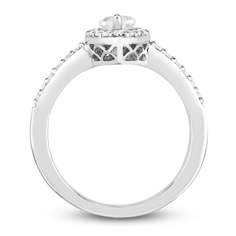 Diamond Engagement Ring 1 ct tw Marquise/Round 14K White Gold