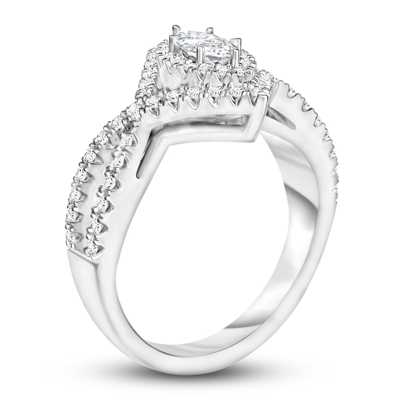 Diamond Engagement Ring 1 ct tw Marquise/Round 14K White Gold