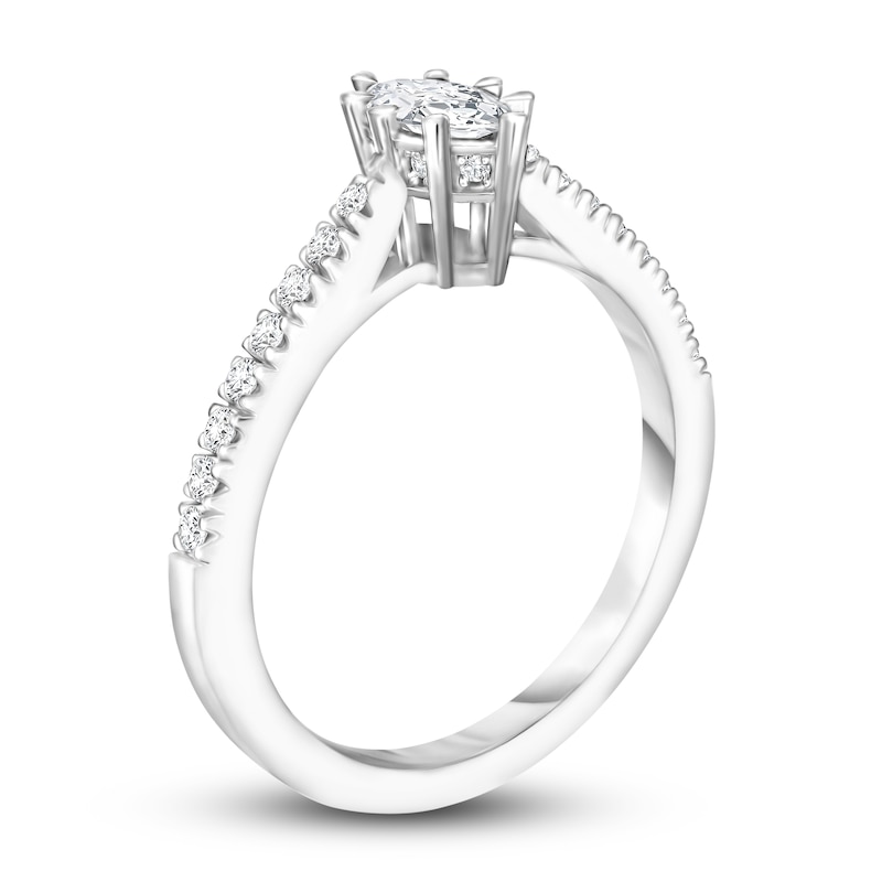 Diamond Engagement Ring 5/8 ct tw Marquise/Round 14K White Gold