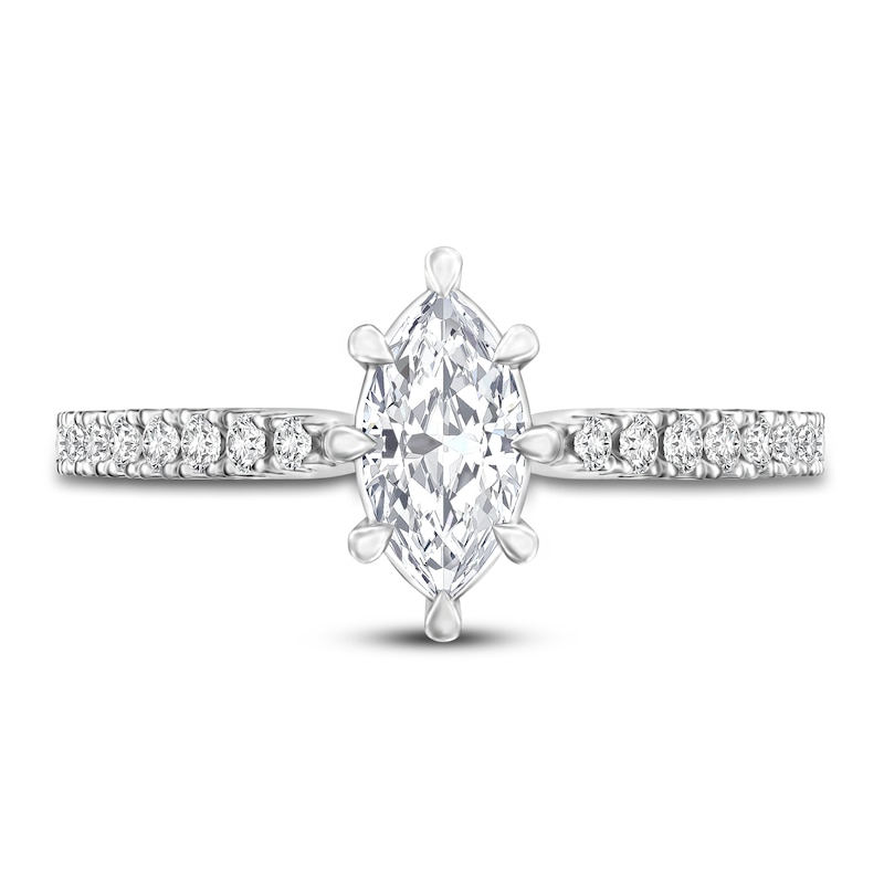Diamond Engagement Ring 5/8 ct tw Marquise/Round 14K White Gold