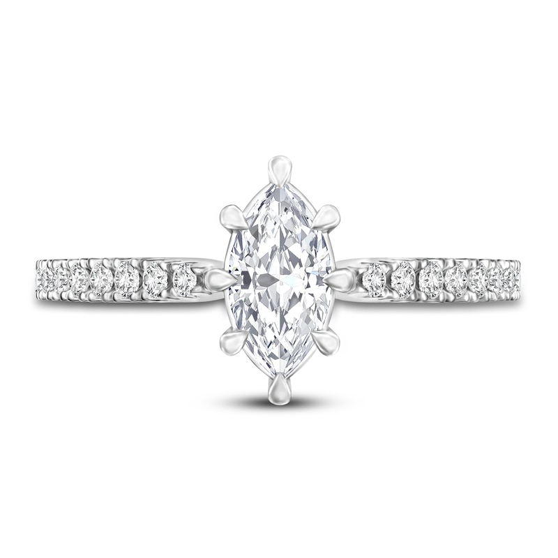 Main Image 3 of Diamond Engagement Ring 5/8 ct tw Marquise/Round 14K White Gold