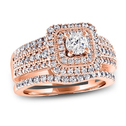 Diamond Bridal Set 1-3/4 ct tw Round 14K Rose Gold