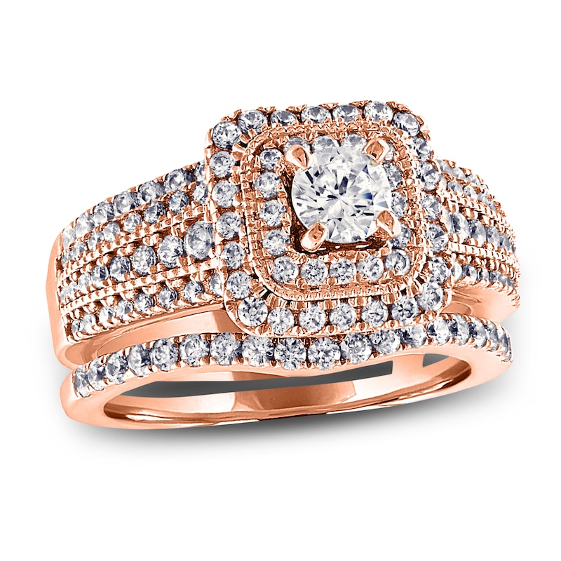 Diamond Bridal Set 1-3/4 ct tw Round 14K Rose Gold