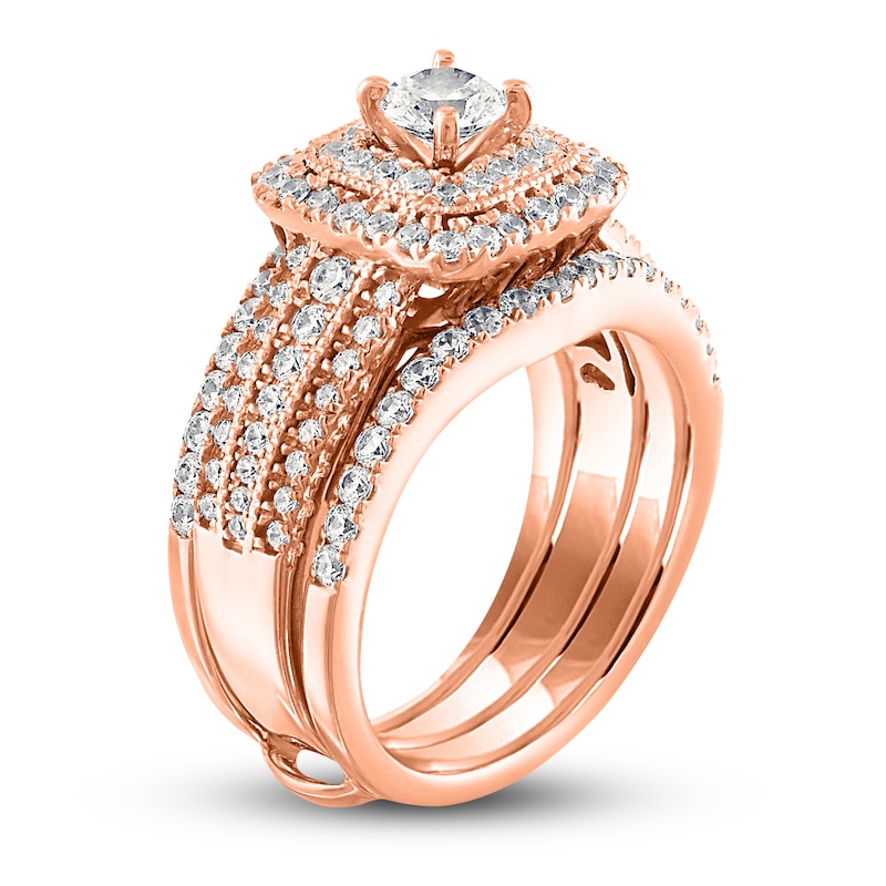 Diamond Bridal Set 1-3/4 ct tw Round 14K Rose Gold