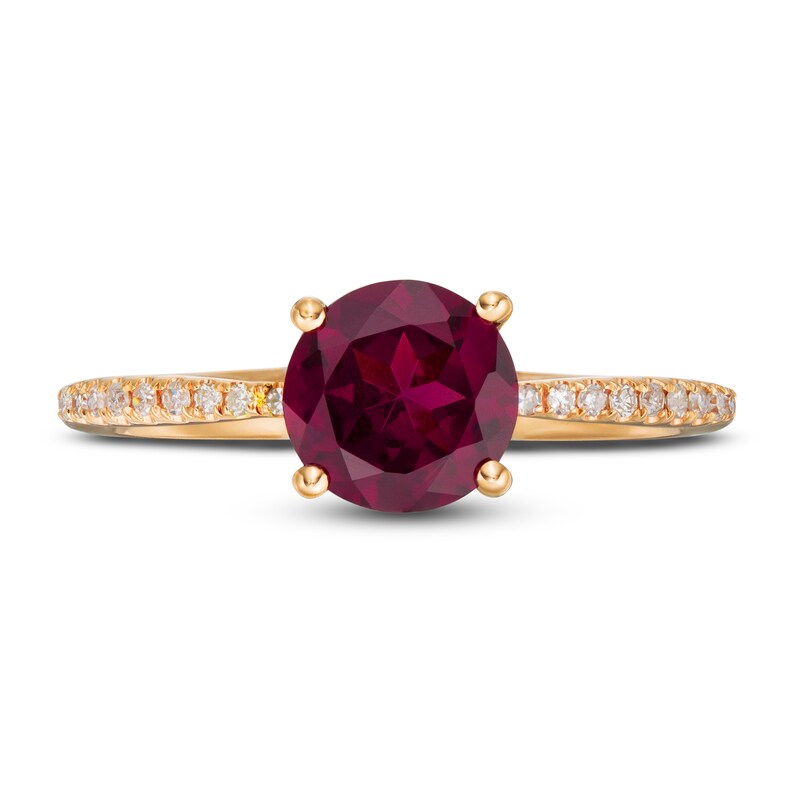 LALI Jewels Natural Rhodolite Garnet Engagement Ring 1/15 ct tw Diamonds 14K Rose Gold
