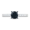 Thumbnail Image 2 of Black Diamond Engagement Ring 1 ct tw Round 10K White Gold