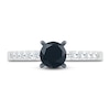 Thumbnail Image 1 of Black Diamond Engagement Ring 1 ct tw Round 10K White Gold