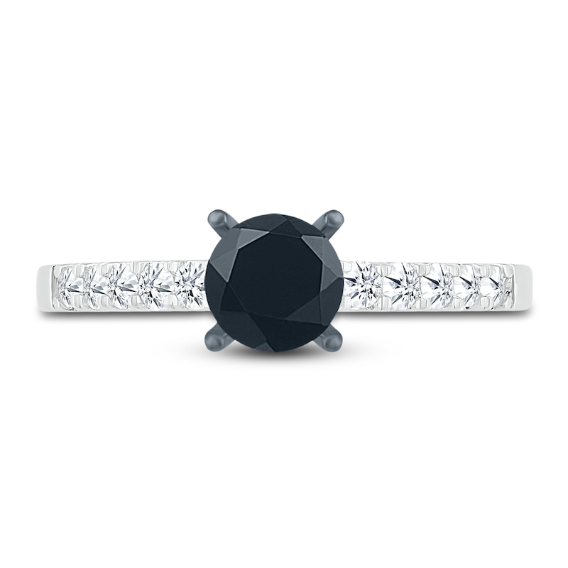 Black Diamond Engagement Ring 1 ct tw Round 10K White Gold