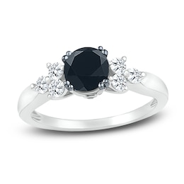 Black Diamond Engagement Ring 1-1/4 ct tw Round 10K White Gold