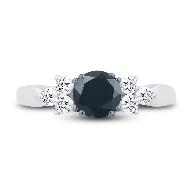 Main Image 2 of Black Diamond Engagement Ring 1-1/4 ct tw Round 10K White Gold