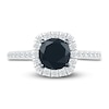 Thumbnail Image 2 of Black Diamond Engagement Ring 1-1/2 ct tw Round 10K White Gold