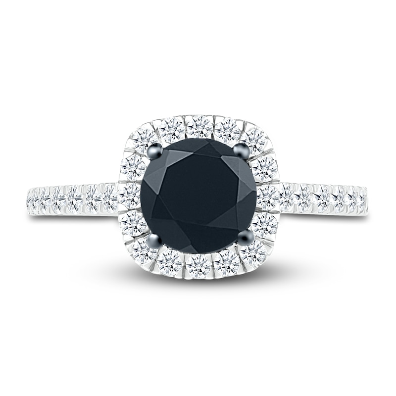 Main Image 2 of Black Diamond Engagement Ring 1-1/2 ct tw Round 10K White Gold
