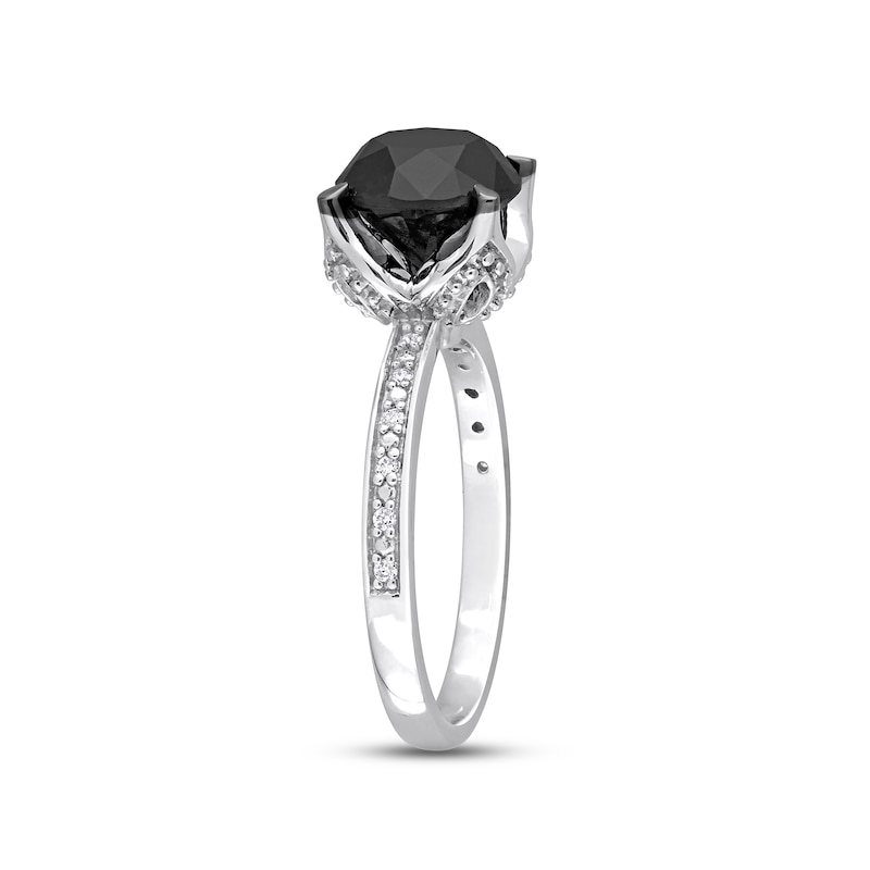 Main Image 2 of Black Diamond Engagement Ring 3 ct tw Round 14K White Gold