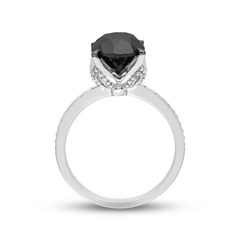 Black Diamond Engagement Ring 3 ct tw Round 14K White Gold