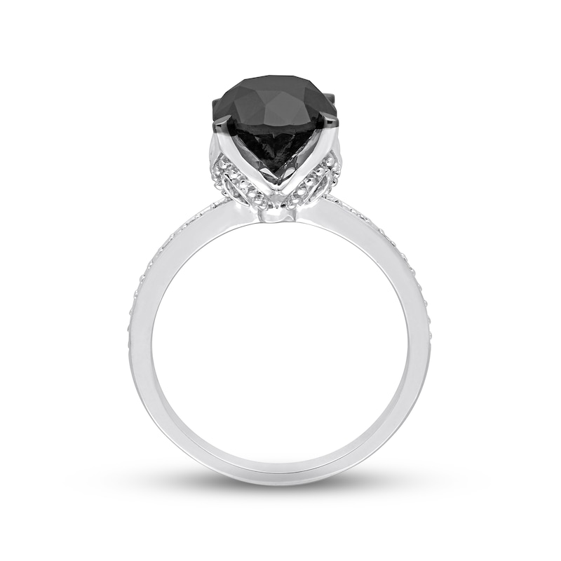 Main Image 3 of Black Diamond Engagement Ring 3 ct tw Round 14K White Gold