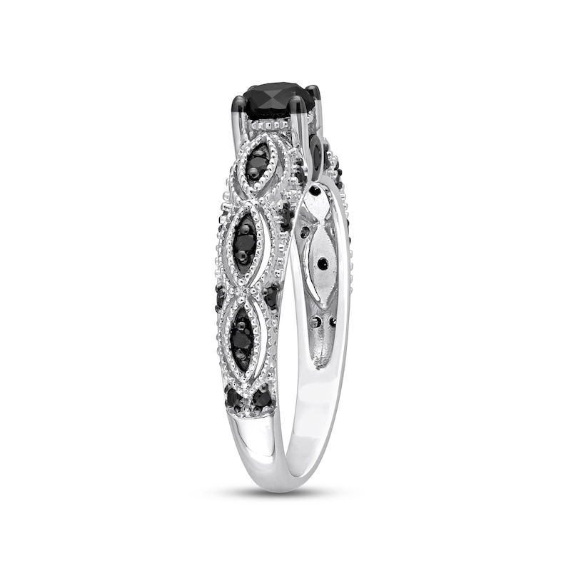 Main Image 2 of Black Diamond Engagement Ring 3/4 ct tw Round 10K White Gold