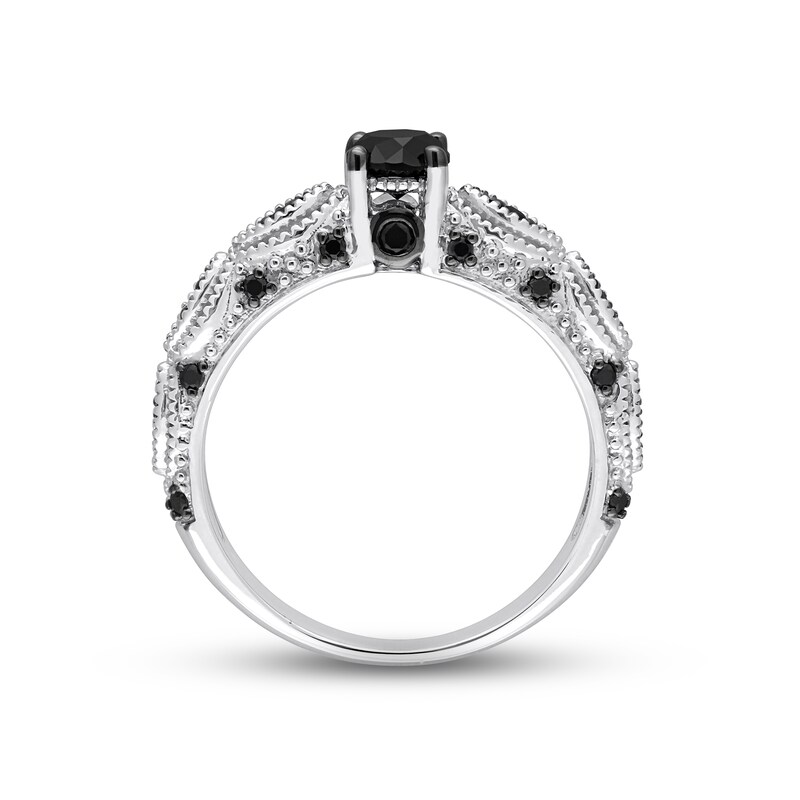 Main Image 3 of Black Diamond Engagement Ring 3/4 ct tw Round 10K White Gold