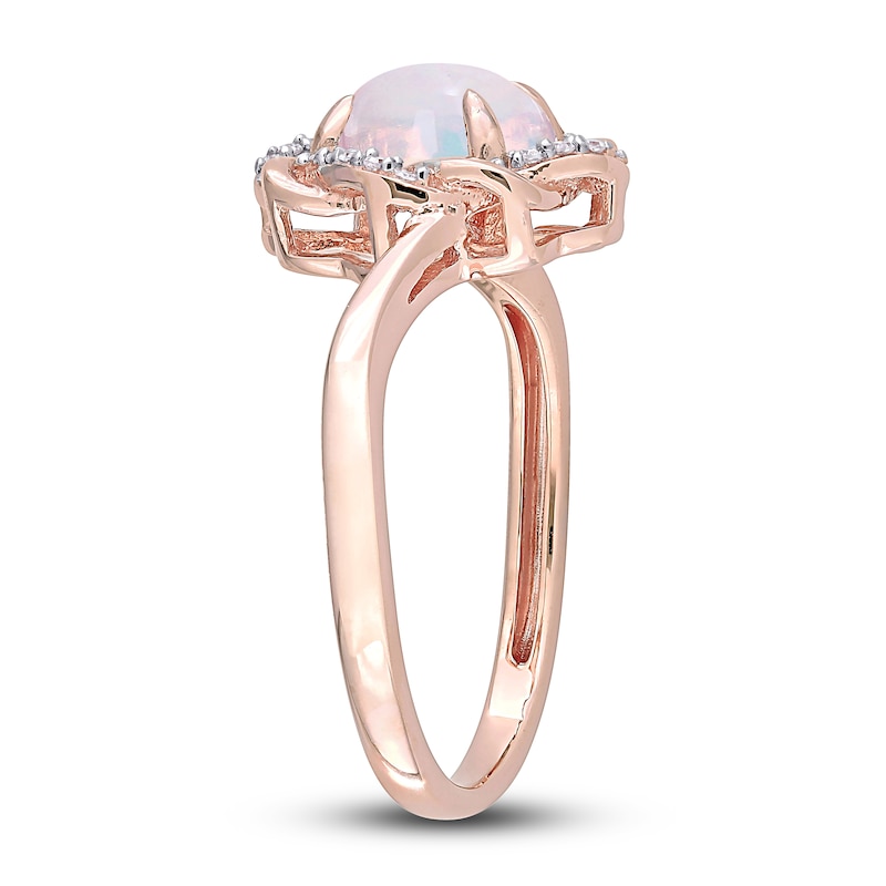 Lab-Created Opal Engagement Ring 1/10 ct tw Diamonds 10K Rose Gold