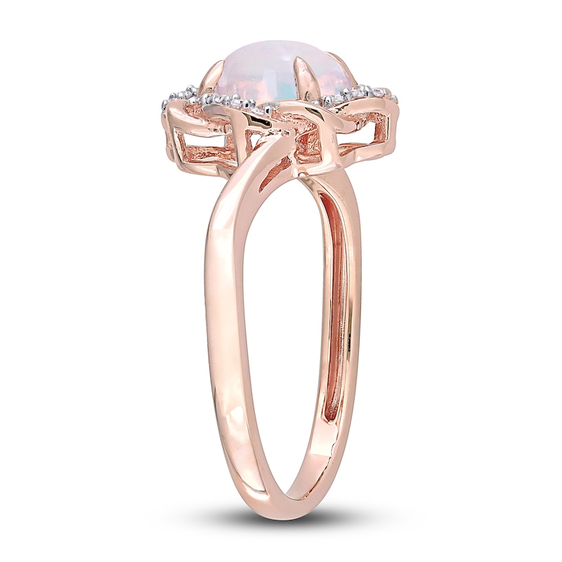 Main Image 2 of Natural Blue Opal Engagement Ring 1/10 ct tw Diamonds 10K Rose Gold