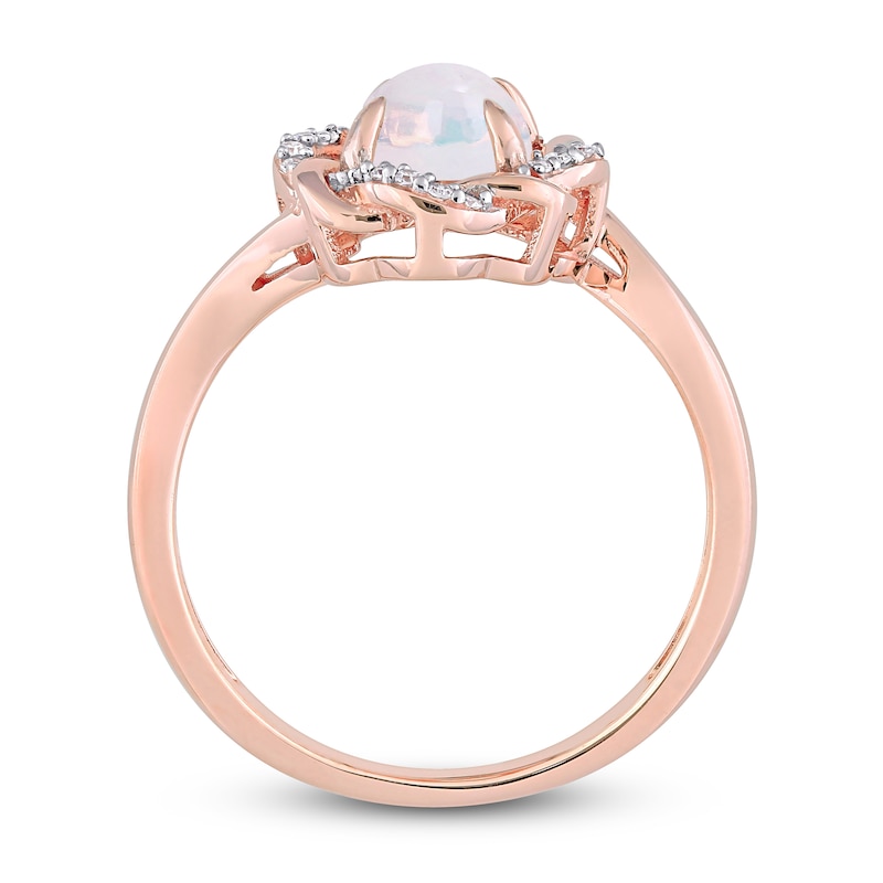 Lab-Created Opal Engagement Ring 1/10 ct tw Diamonds 10K Rose Gold