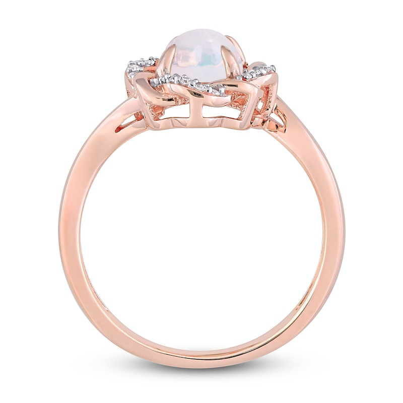 Main Image 3 of Natural Blue Opal Engagement Ring 1/10 ct tw Diamonds 10K Rose Gold