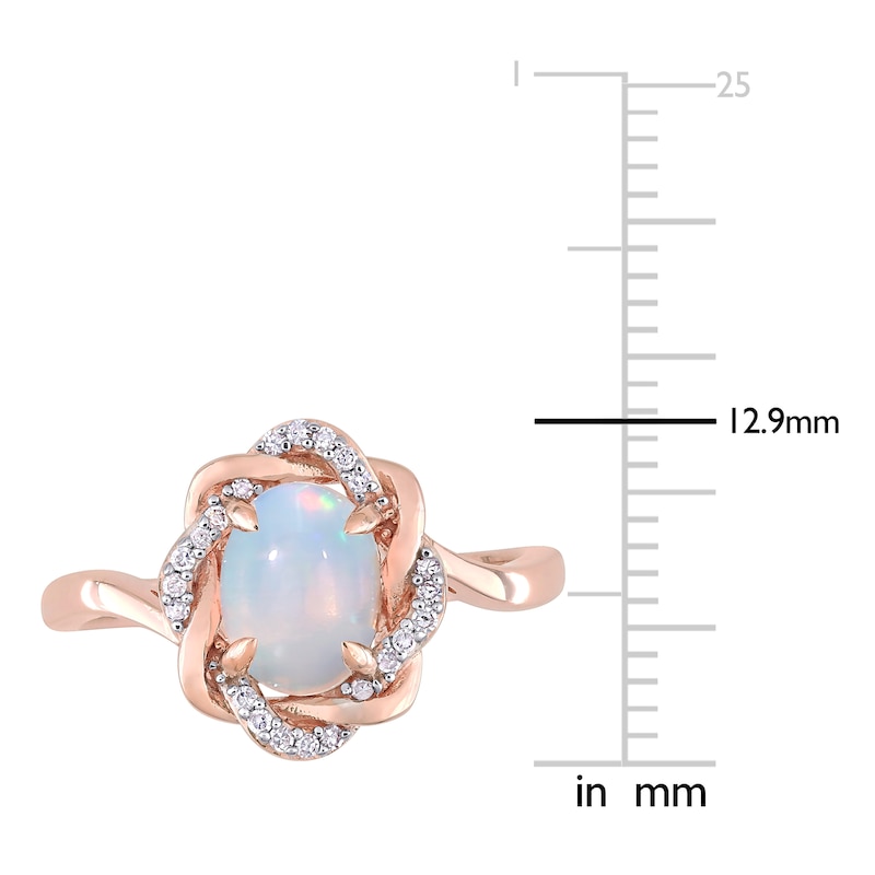 Lab-Created Opal Engagement Ring 1/10 ct tw Diamonds 10K Rose Gold