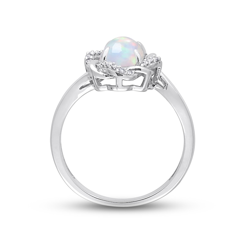 Main Image 3 of Lab-Created Opal Engagement Ring 1/10 ct tw Round 10K White Gold