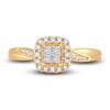 Thumbnail Image 3 of Diamond Halo Ring 3/8 ct tw Princess/Round 14K Yellow Gold