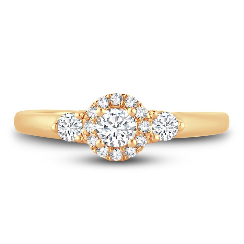 Main Image 3 of Diamond Halo Ring 3/8 ct tw Round 14K Yellow Gold