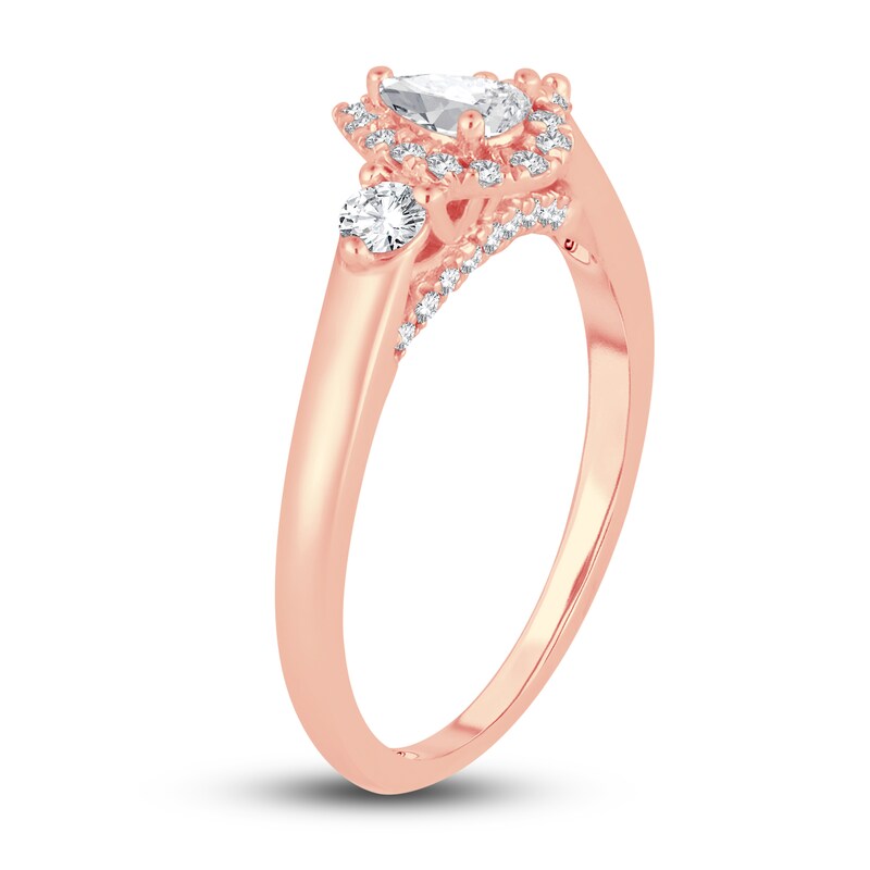 Main Image 2 of Diamond Halo Ring 3/8 ct tw Pear/Round 14K Rose Gold