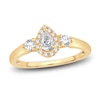 Thumbnail Image 0 of Diamond Halo Ring 3/8 ct tw Pear/Round 14K Yellow Gold