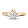 Thumbnail Image 2 of Diamond Halo Ring 3/8 ct tw Pear/Round 14K Yellow Gold