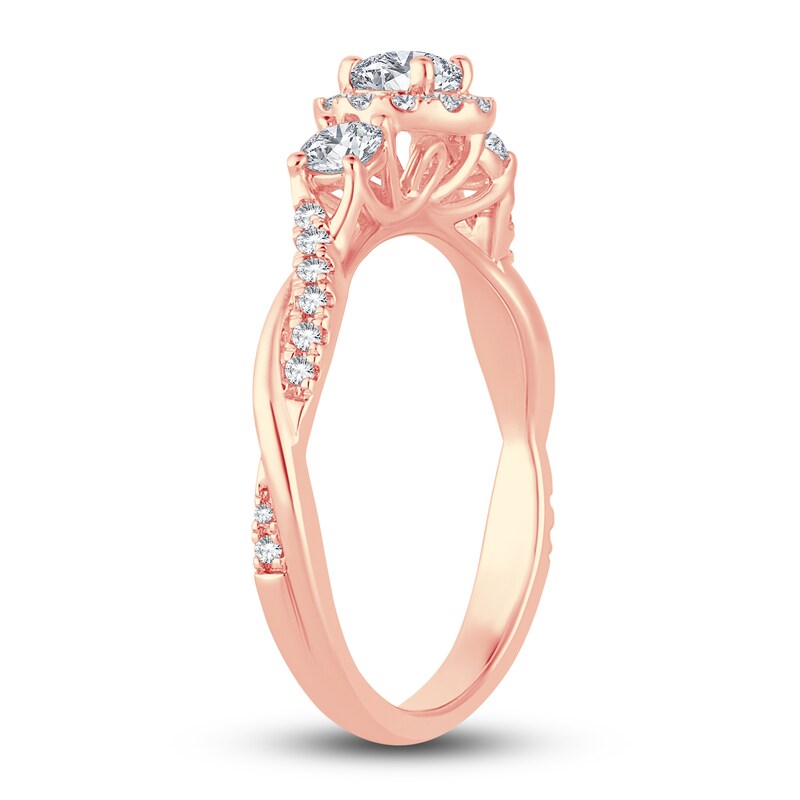 Main Image 2 of Diamond Halo Ring 3/8 ct tw Round 14K Rose Gold