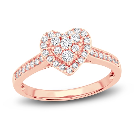 Diamond Heart Ring 3/8 ct tw Round 14K Rose Gold