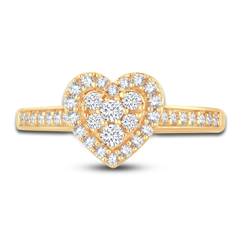 Main Image 3 of Diamond Heart Ring 3/8 ct tw Round 14K Yellow Gold