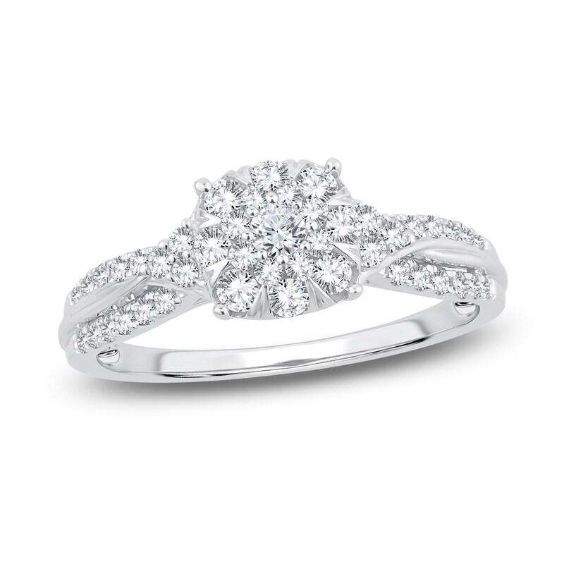 Diamond Engagement Ring 1/2 ct tw Round 14K White Gold