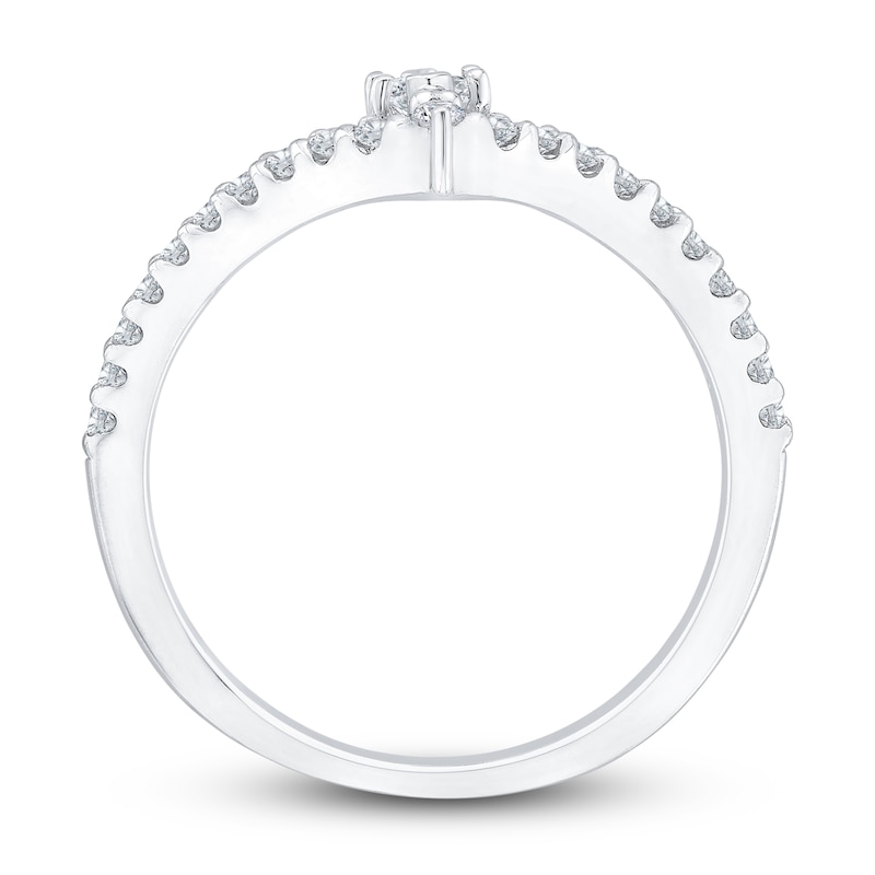 Main Image 3 of Diamond Engagement Ring 1/2 ct tw Marquise/Round 14K White Gold