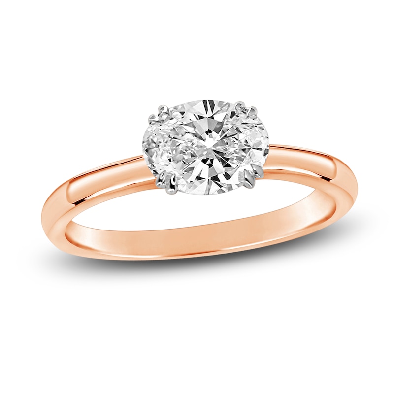 Main Image 1 of Diamond Solitaire Plus Ring 1 ct tw Oval 14K Rose Gold (I2/I)