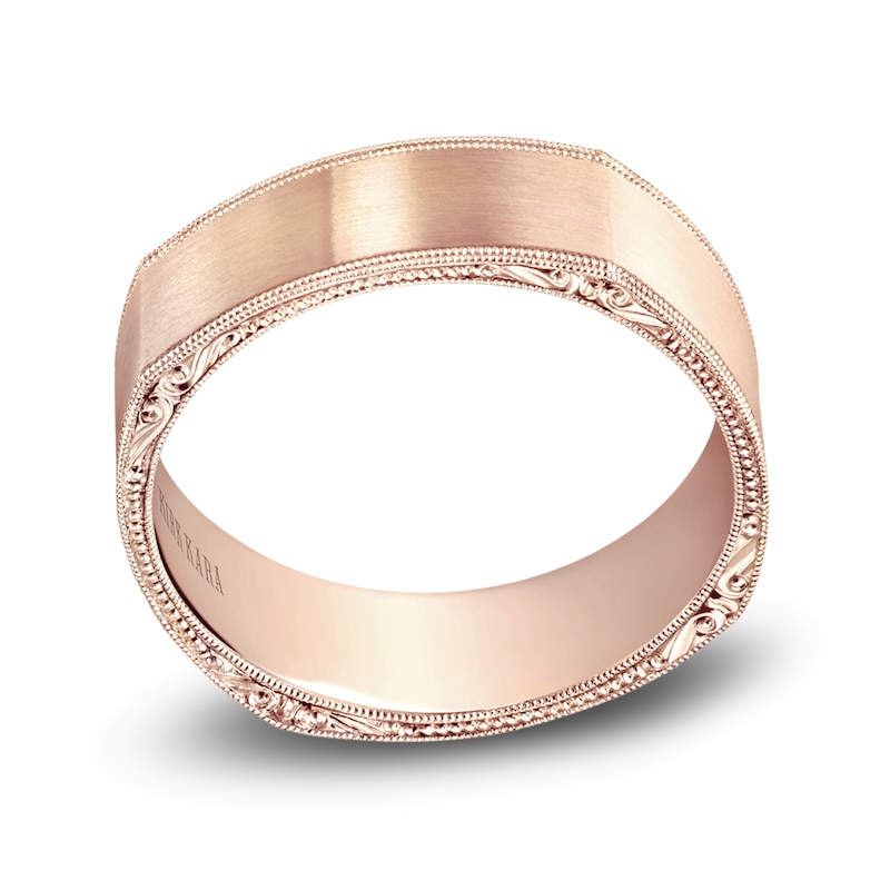 Kirk Kara Men's Engraved Satin Wedding Band 18K Rose Gold