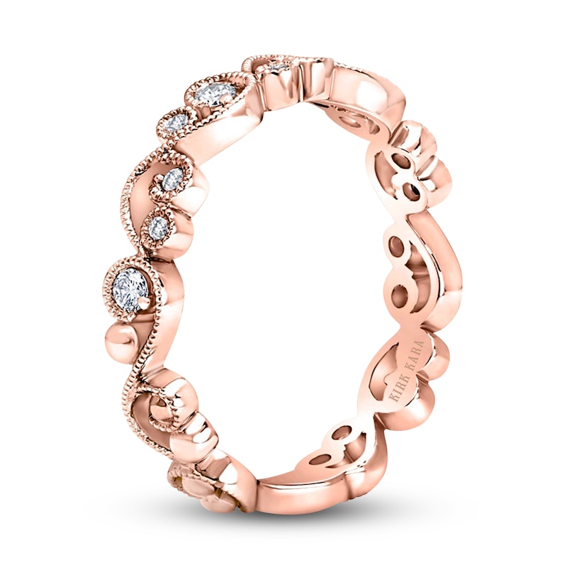 Main Image 2 of Kirk Kara Diamond Lace Wedding Band 1/8 ct tw Round 14K Rose Gold