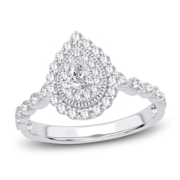 Diamond Engagement Ring 1/2 ct tw Pear/Round 14K White Gold