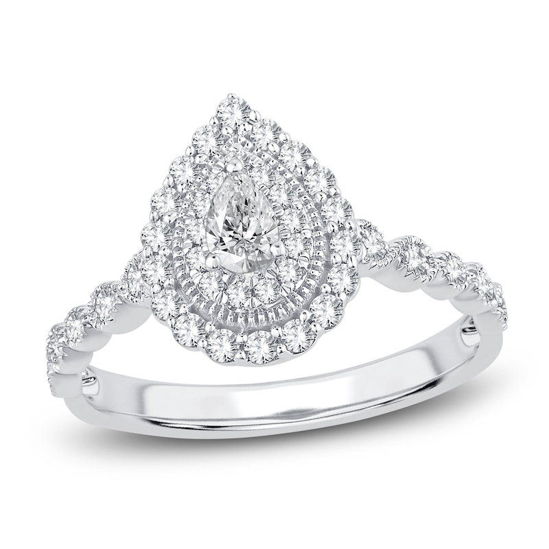 Main Image 1 of Diamond Engagement Ring 1/2 ct tw Pear/Round 14K White Gold