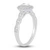 Thumbnail Image 1 of Diamond Engagement Ring 1/2 ct tw Emerald/Round 14K White Gold
